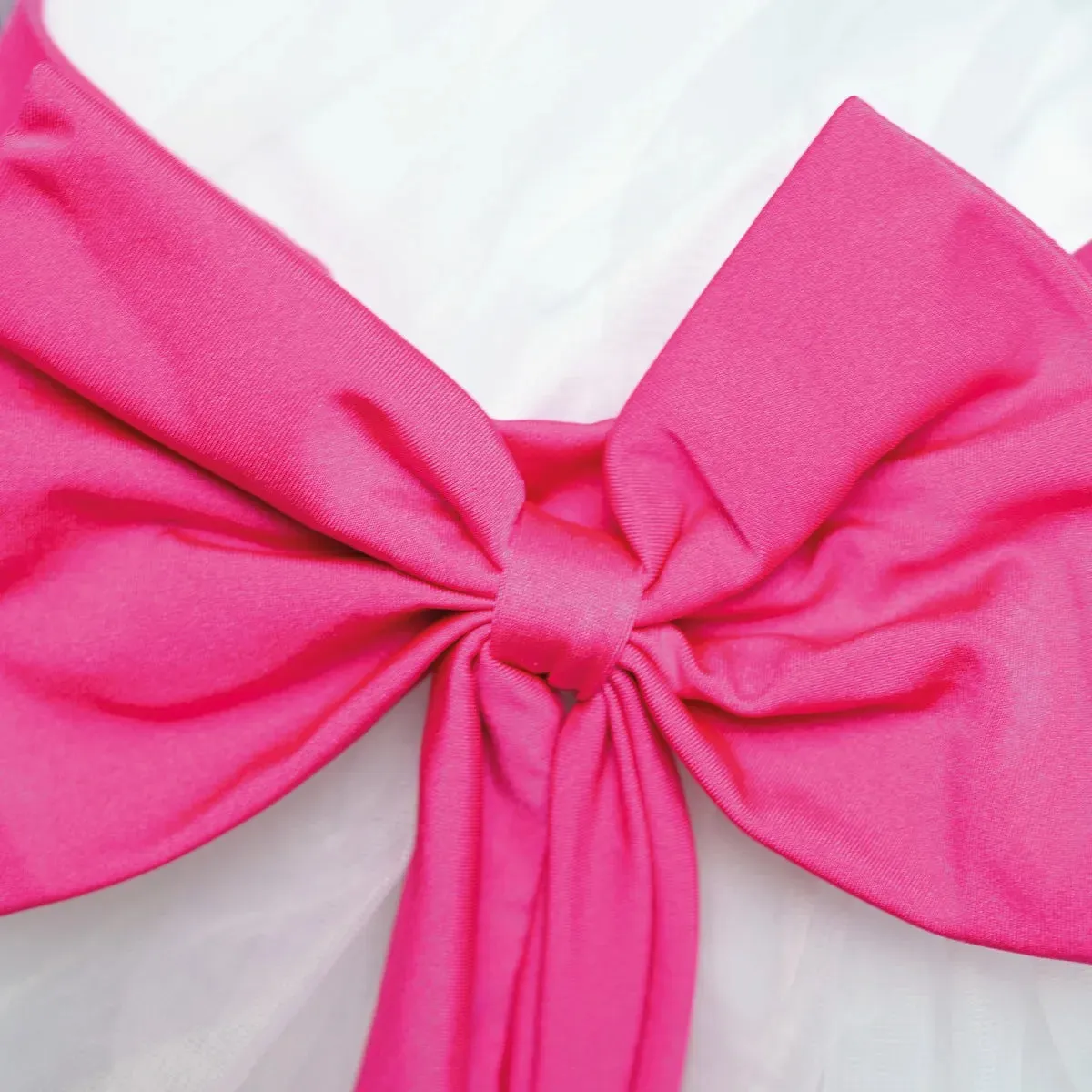 1st Position Scoop Neck Net Overlay Romantic Tutu with Contrasting Bow Trim