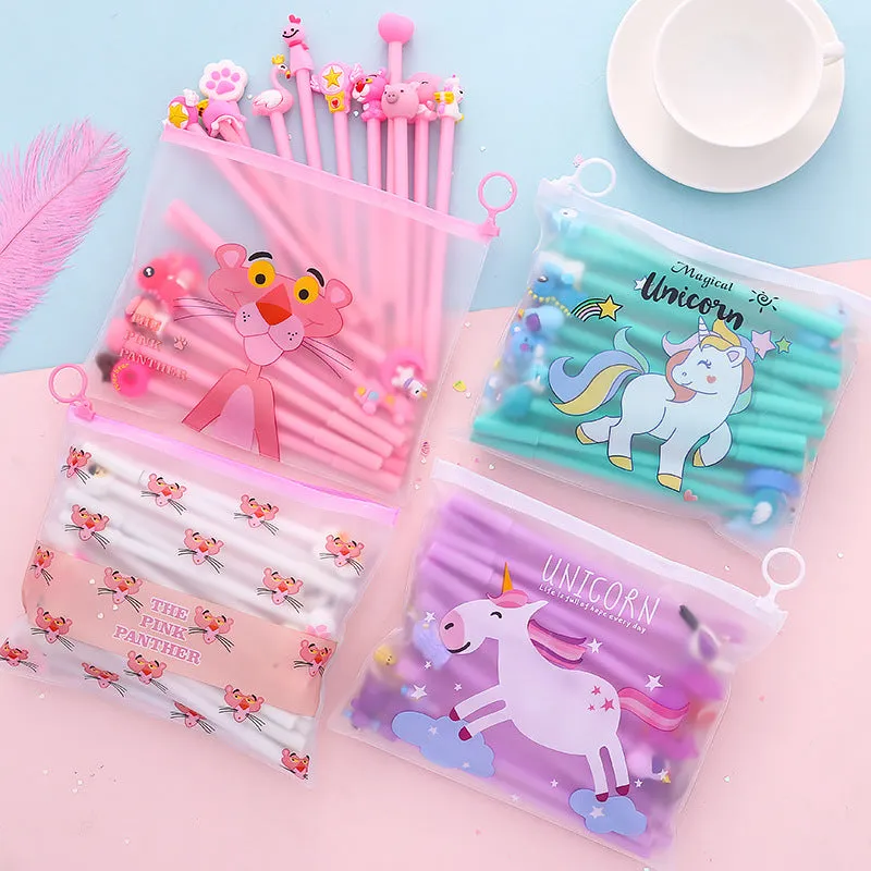 20-Piece Gel Pen Set with Pink Pen Bag