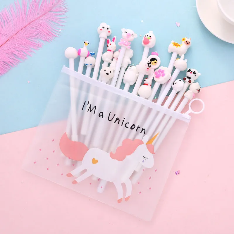 20-Piece Gel Pen Set with Pink Pen Bag