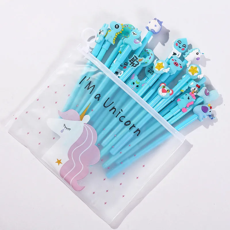 20-Piece Gel Pen Set with Pink Pen Bag
