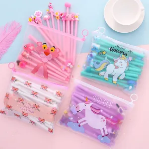 20-Piece Gel Pen Set with Pink Pen Bag