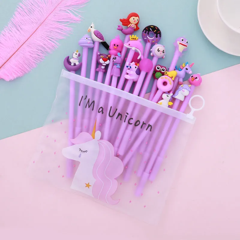 20-Piece Gel Pen Set with Pink Pen Bag