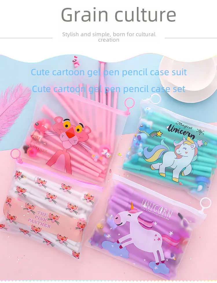 20-Piece Gel Pen Set with Pink Pen Bag