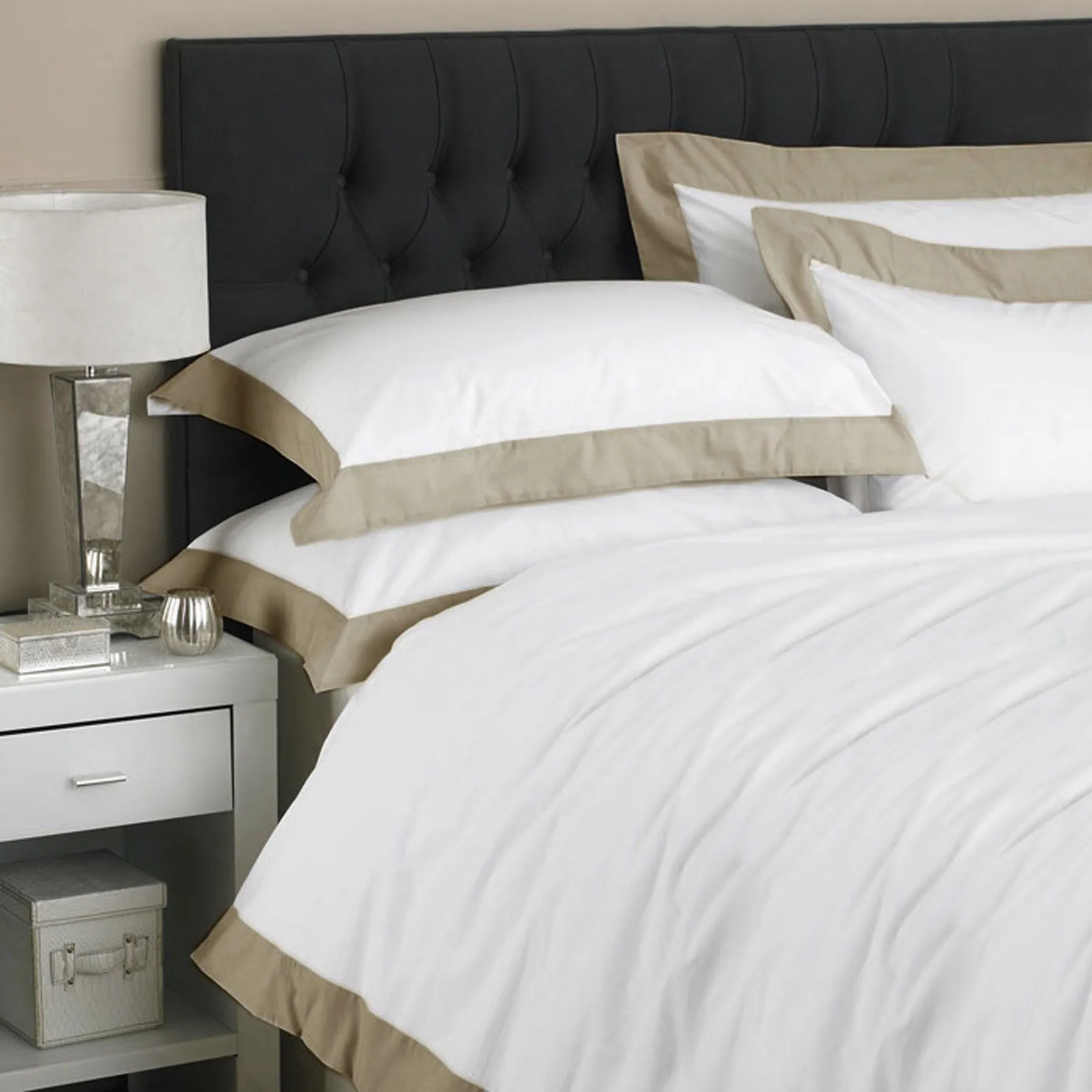 500TC Egyptian Cotton Linen Flange Quilt Cover Set | Queen