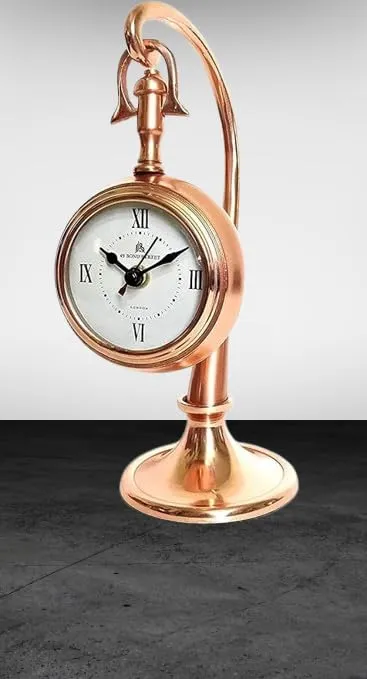 A M Brass Rounded Shape Table Top Desk Clock for Home, Office, Study