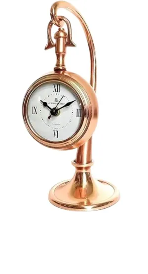 A M Brass Rounded Shape Table Top Desk Clock for Home, Office, Study