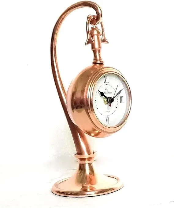 A M Brass Rounded Shape Table Top Desk Clock for Home, Office, Study