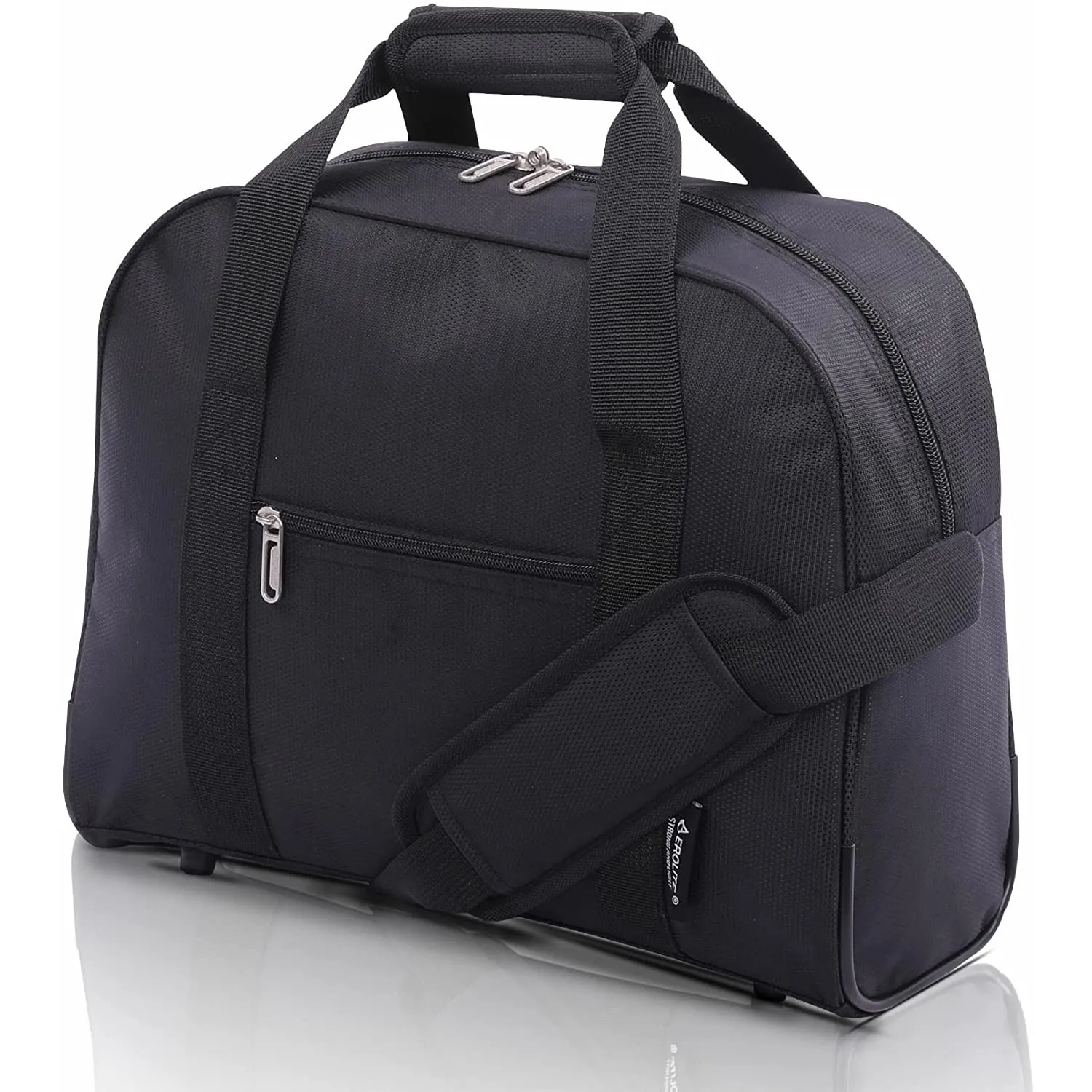 AEROLITE (40x30x15cm) New and Improved 2024 British Airways, KLM, Air France, Turkish Airlines Maximum Allowance Size Holdall, Cabin Luggage Under Seat Flight Bag, Black