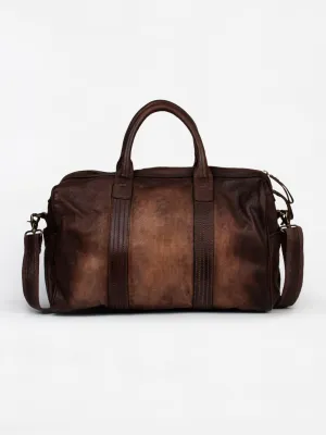 Alexander: Travel Weekender Bag With Brown Washed Effect