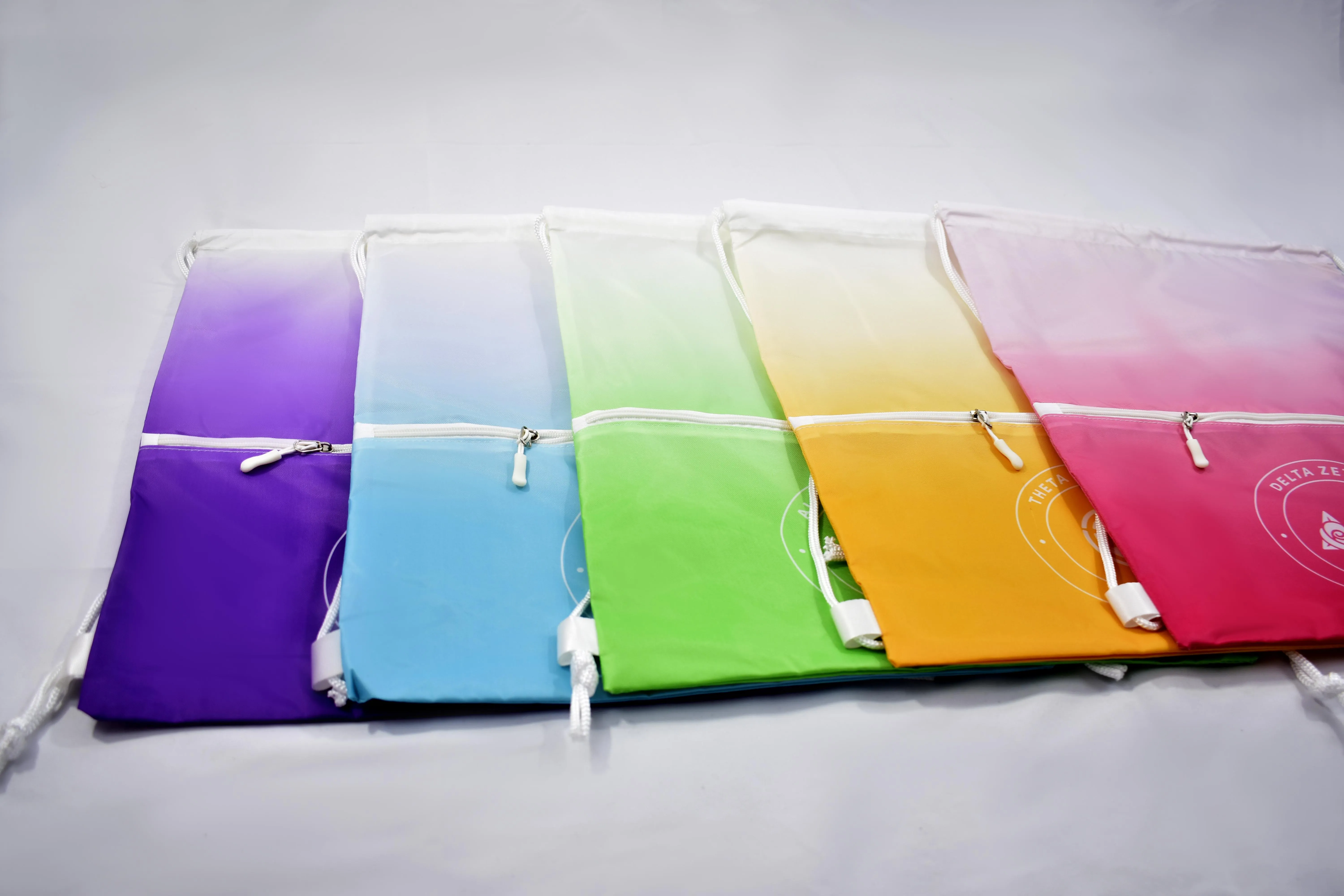 Alpha Gamma Delta Drawstring Backpack, Ombre Color Design