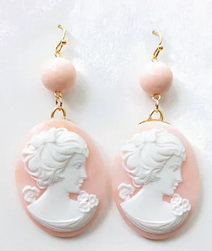 Angel Skin Color Cameo and Vintage Pearl Earring Sugar Gay Isber Sister Collection
