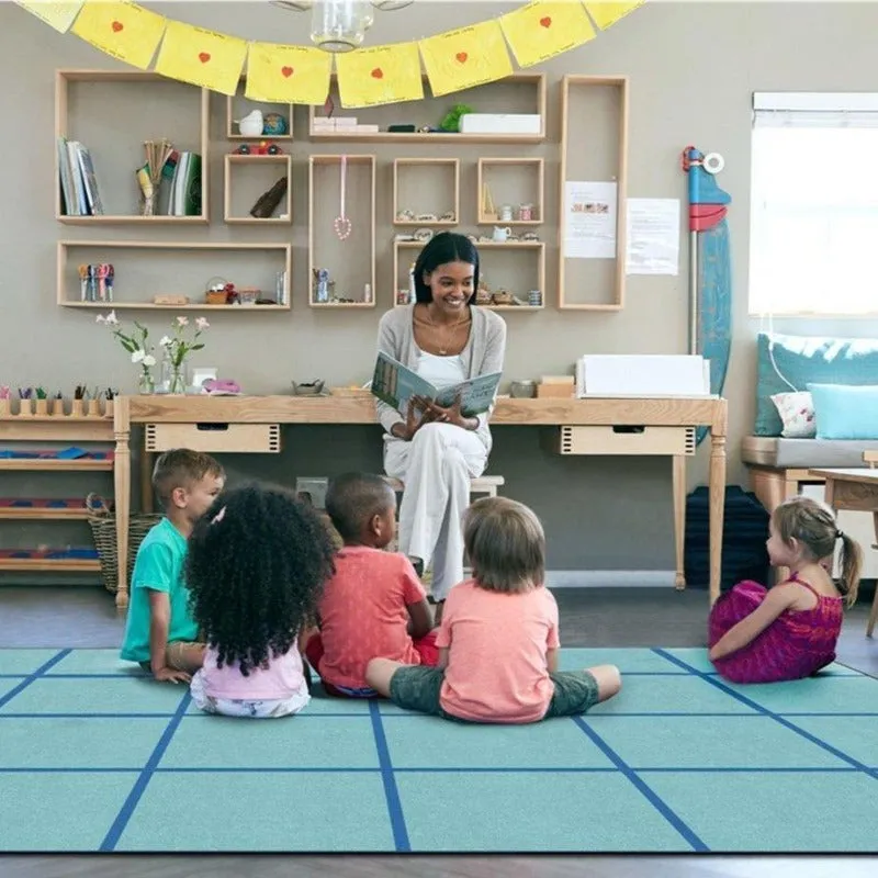 Aqua Marine Blue Classroom Rug