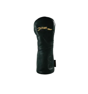 Black leather 3 wood Golf Headcover Pennant Logo