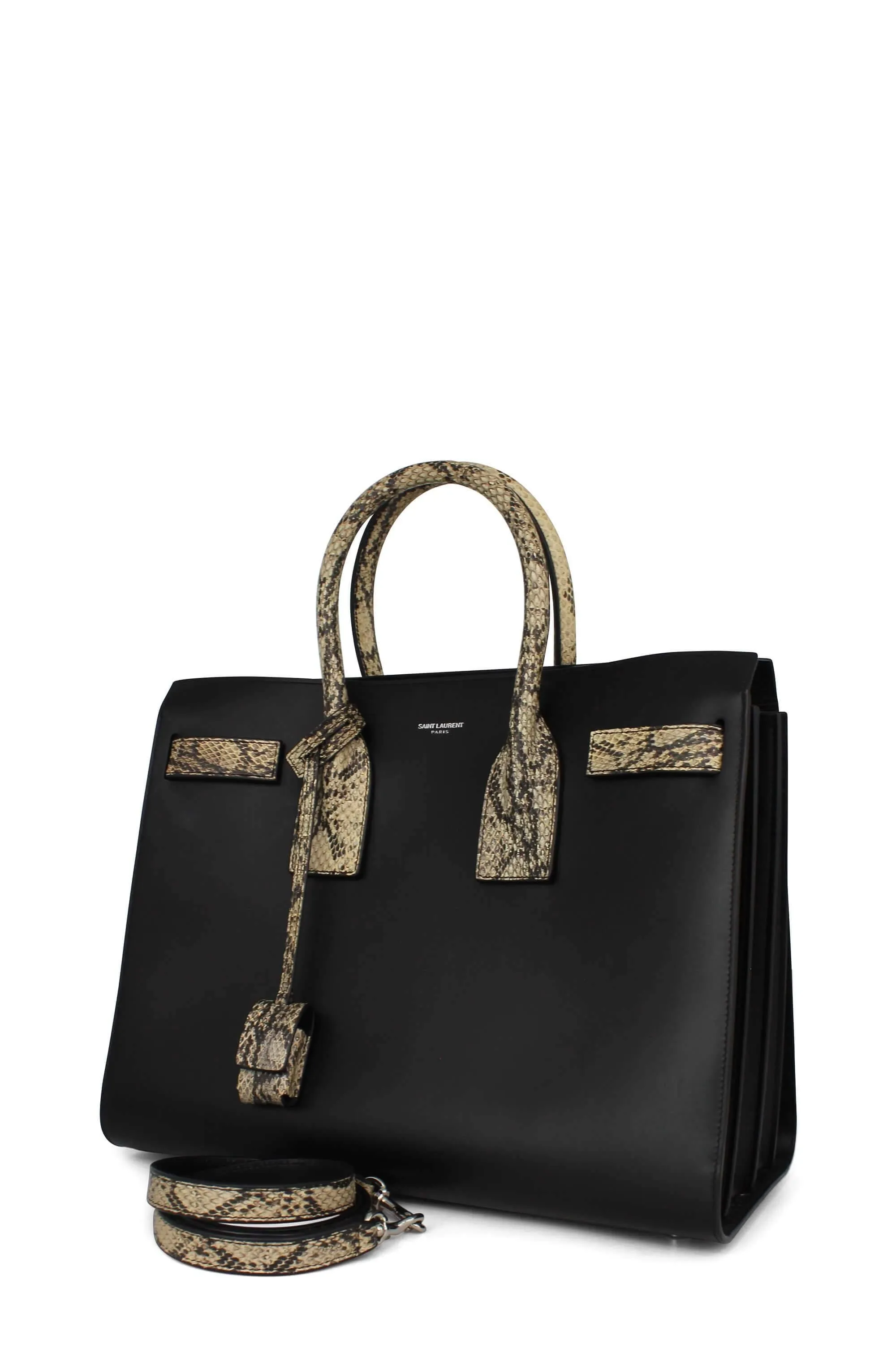 Classic Small Sac De Jour Python-trimmed Black