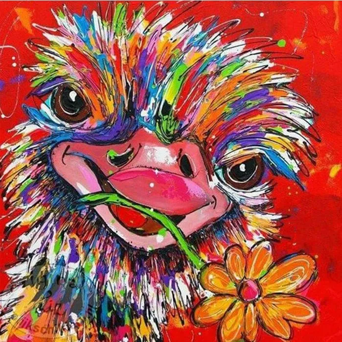 Colorful Ostrich Diamond Painting | DIY Animal Diamond Kit | Full Square/Round Drill 5D Rhinestones | Pretty Bird