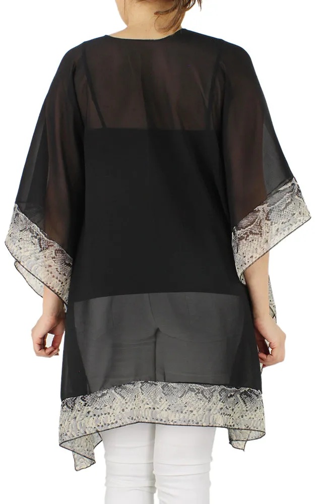 EAP9649 Python Border Chiffon Kimono