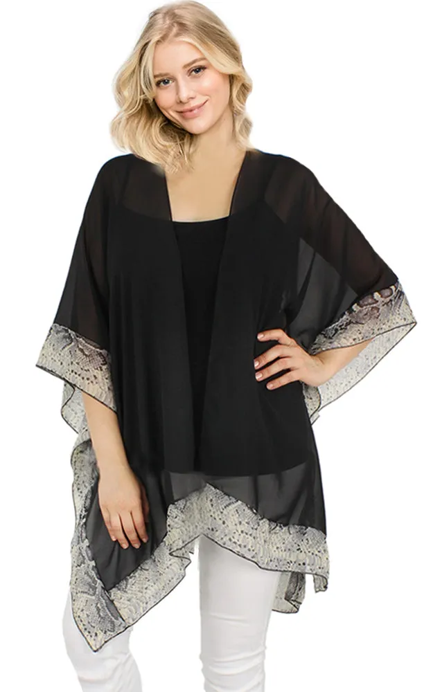 EAP9649 Python Border Chiffon Kimono