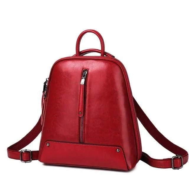 Fashion Oil Wax Leather Women's Backpack