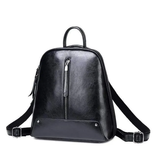Fashion Oil Wax Leather Women's Backpack