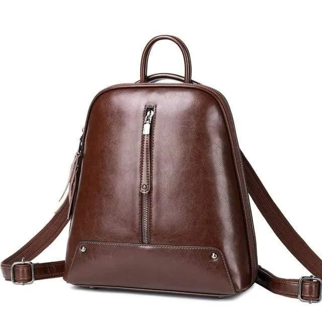 Fashion Oil Wax Leather Women's Backpack