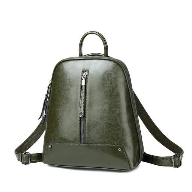 Fashion Oil Wax Leather Women's Backpack