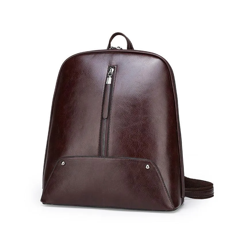 Fashion Oil Wax Leather Women's Backpack