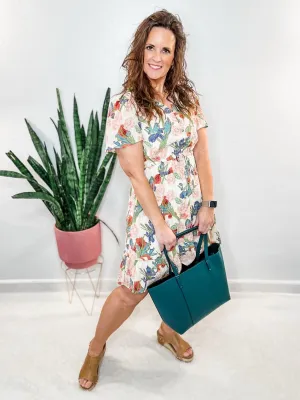 Floral Textured Shirt Dress