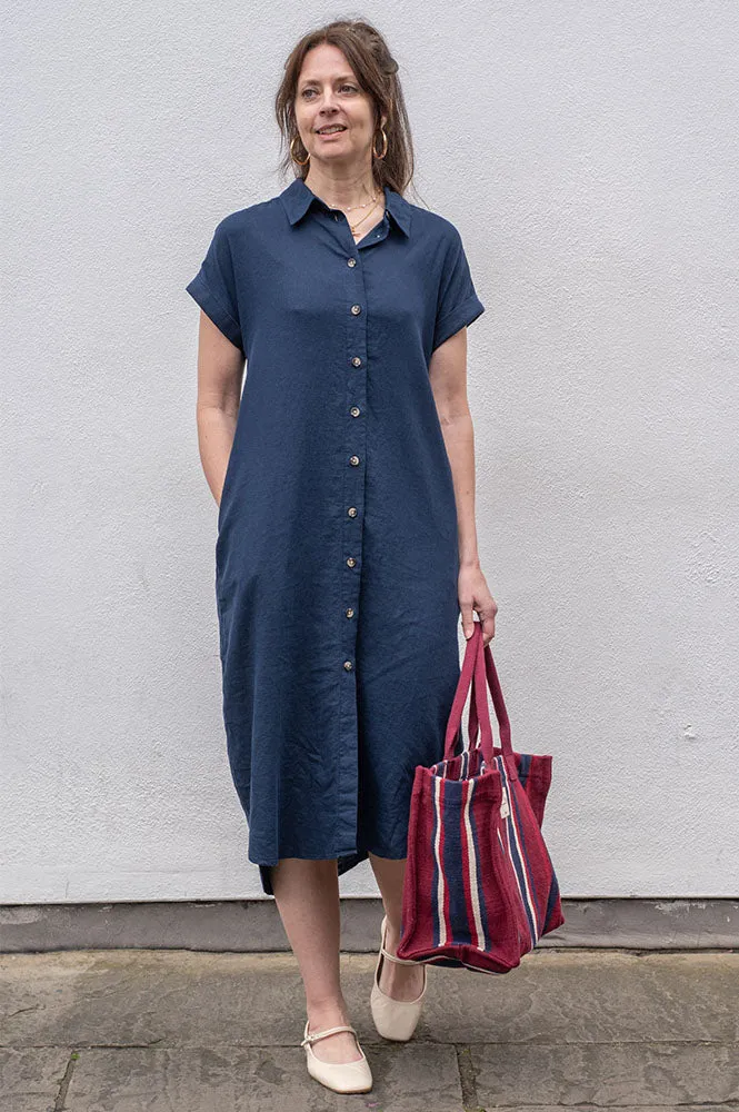 Fransa Navy Mallia Dress
