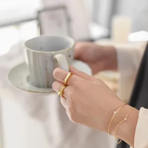 Hot Sell Square Plain Ring: 18K Gold Plated Titanium Stainless Steel Jewelry