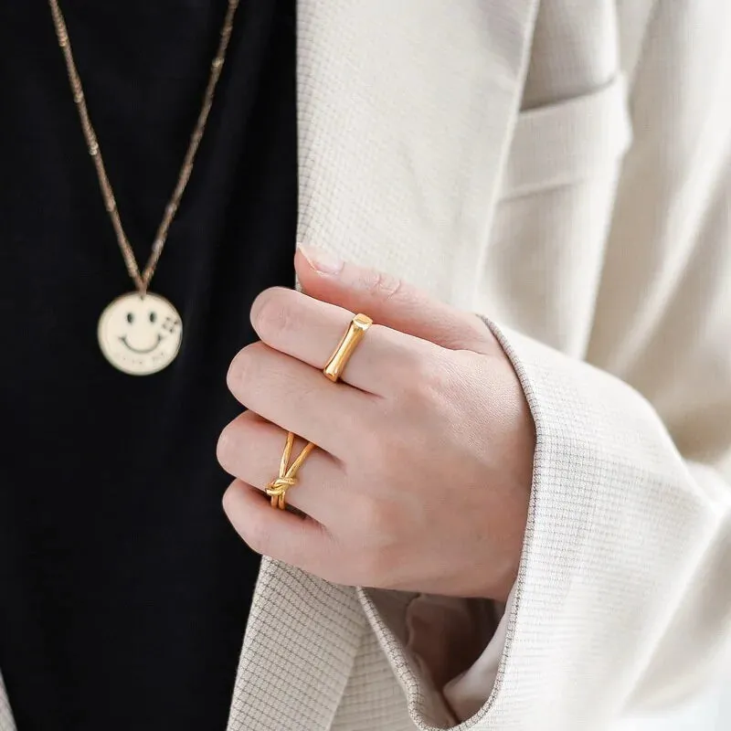 Hot Sell Square Plain Ring: 18K Gold Plated Titanium Stainless Steel Jewelry