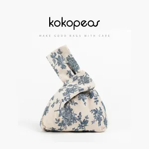 Japanese Inspired Knotted Linen/Canvas Wristlet