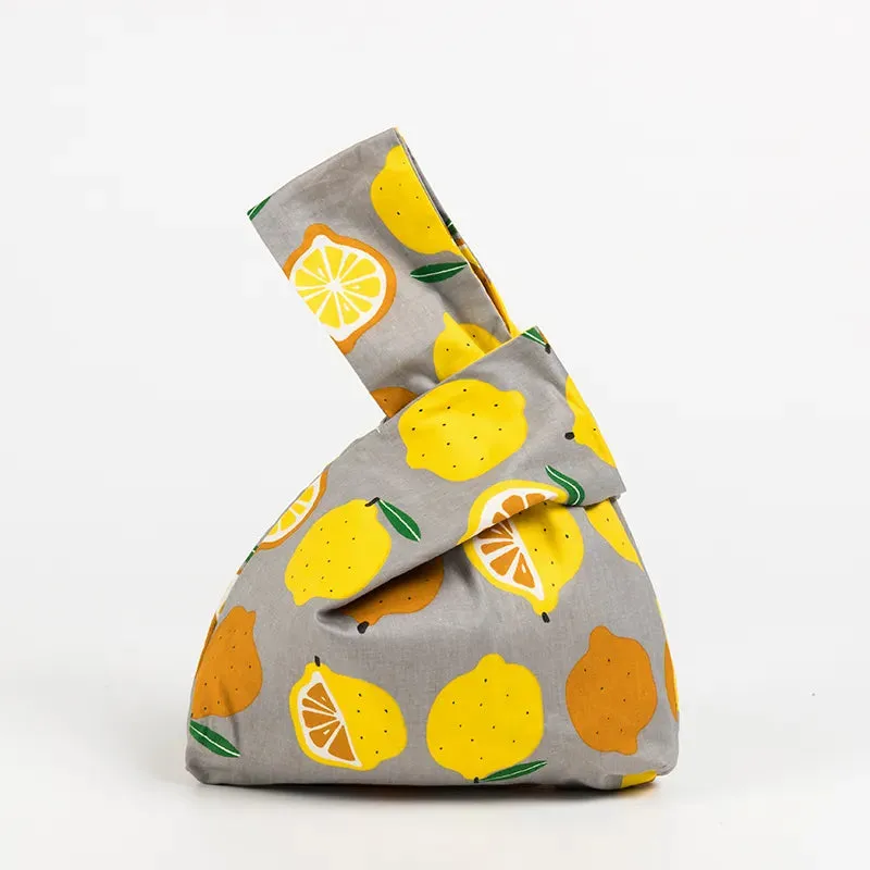 Japanese Inspired Knotted Linen/Canvas Wristlet