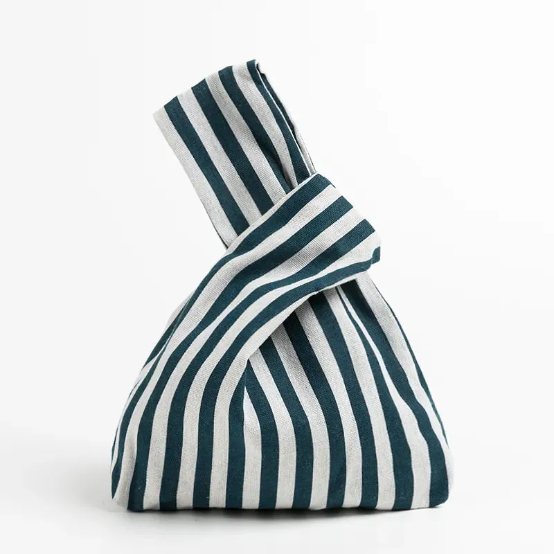 Japanese Inspired Knotted Linen/Canvas Wristlet