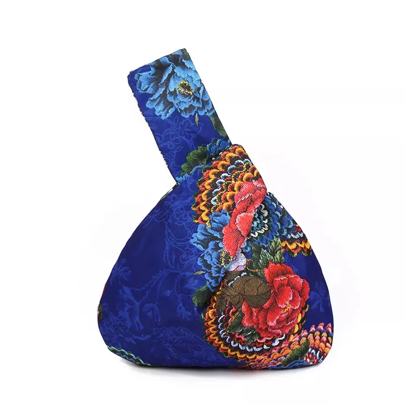 Japanese Inspired Knotted Linen/Canvas Wristlet