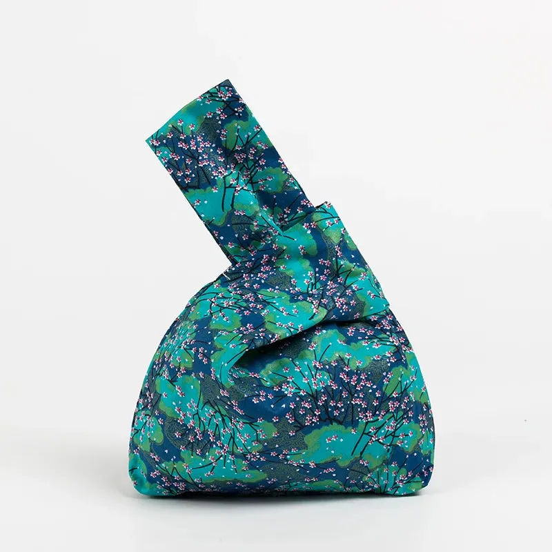 Japanese Inspired Knotted Linen/Canvas Wristlet