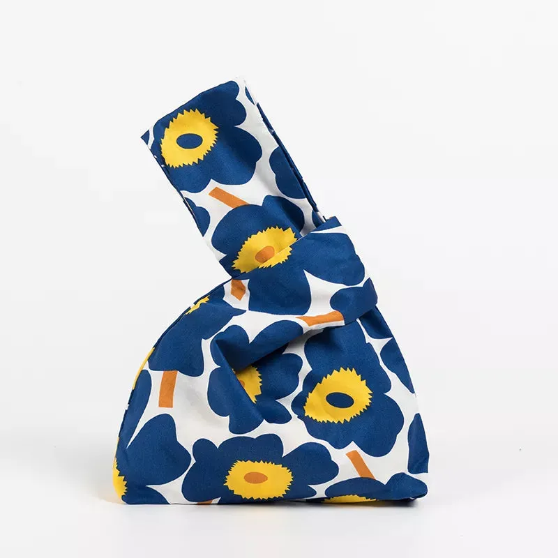 Japanese Inspired Knotted Linen/Canvas Wristlet