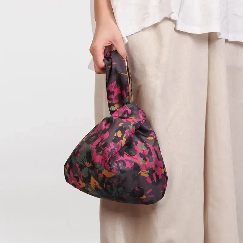 Japanese Inspired Knotted Linen/Canvas Wristlet