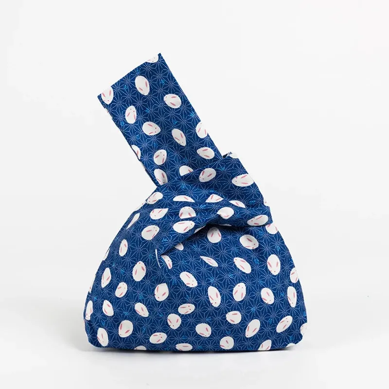 Japanese Inspired Knotted Linen/Canvas Wristlet