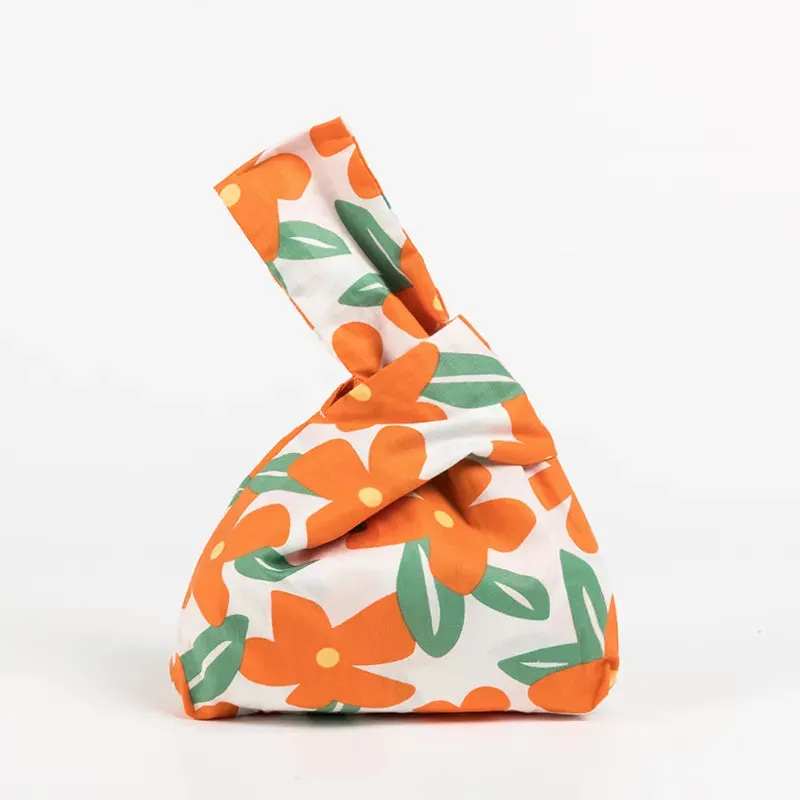 Japanese Inspired Knotted Linen/Canvas Wristlet