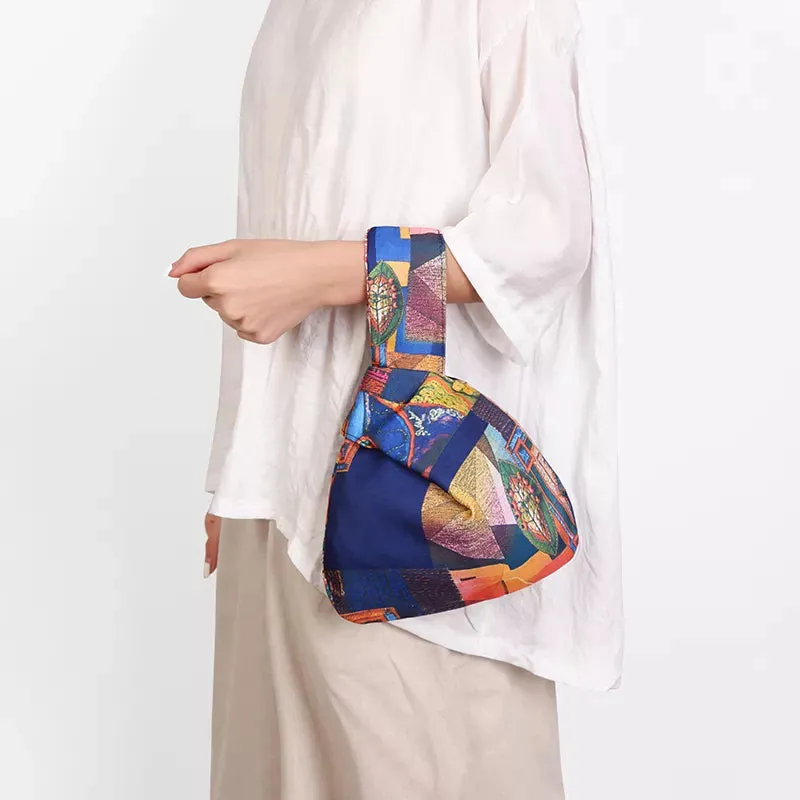 Japanese Inspired Knotted Linen/Canvas Wristlet