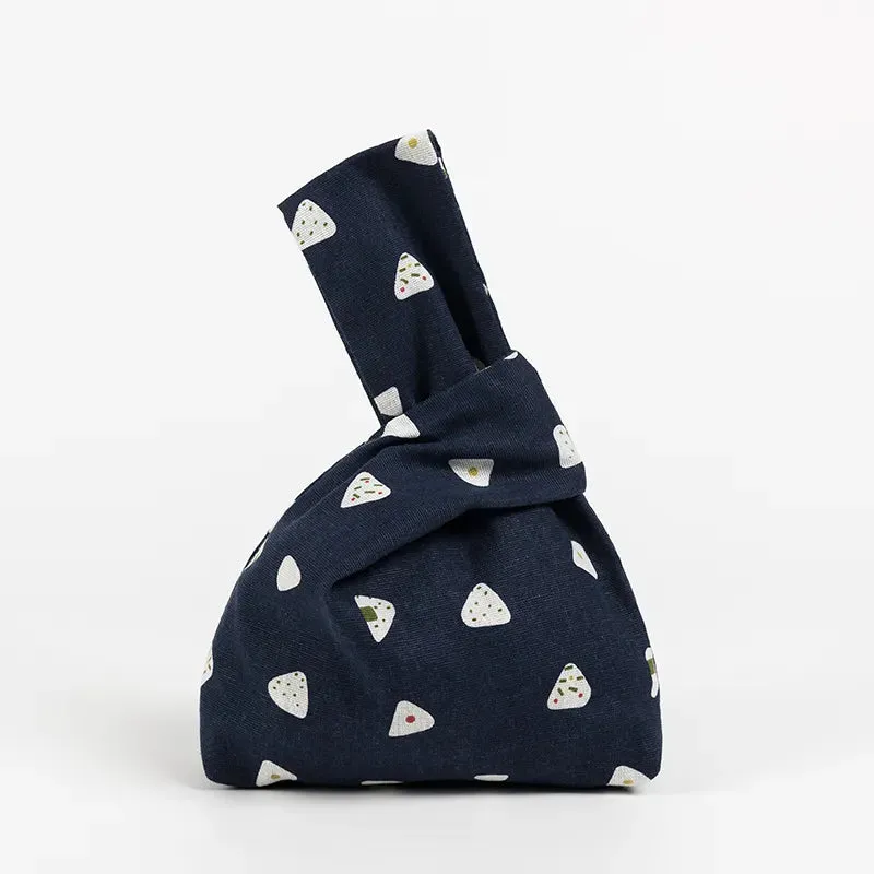 Japanese Inspired Knotted Linen/Canvas Wristlet