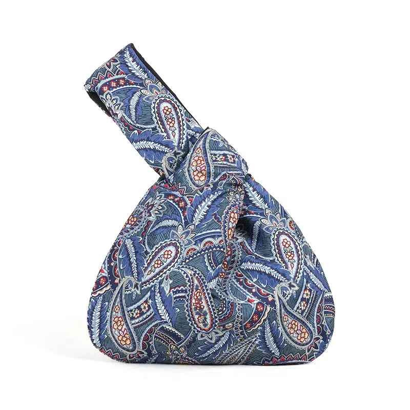 Japanese Inspired Knotted Linen/Canvas Wristlet