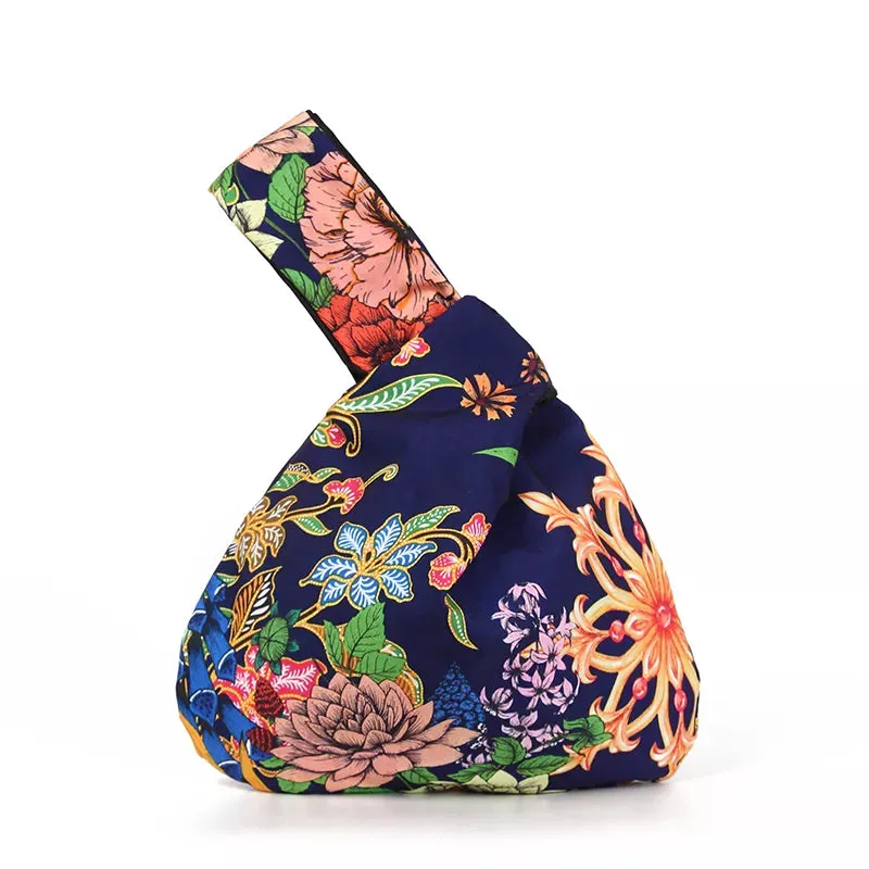 Japanese Inspired Knotted Linen/Canvas Wristlet