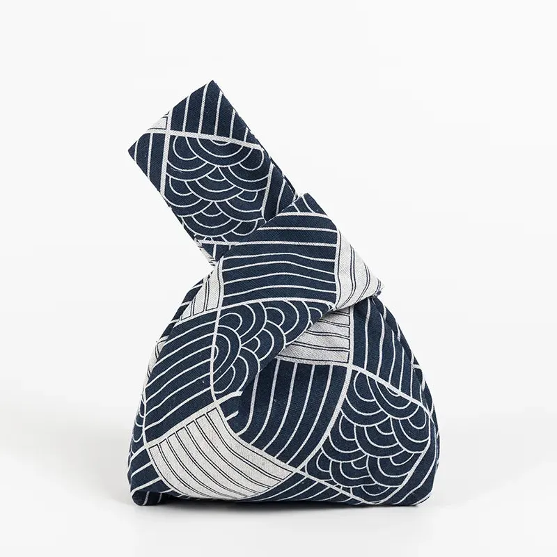 Japanese Inspired Knotted Linen/Canvas Wristlet