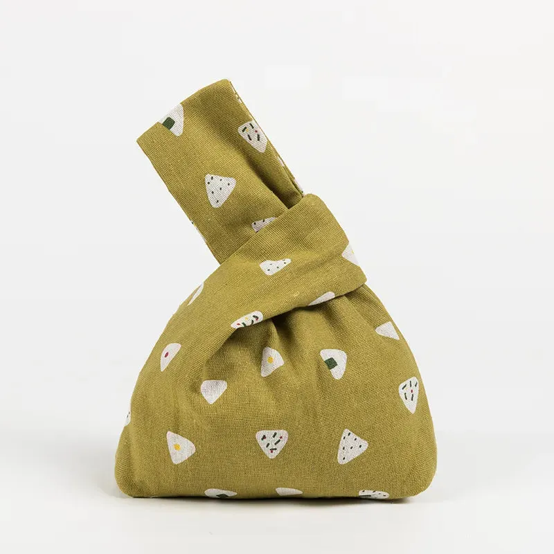 Japanese Inspired Knotted Linen/Canvas Wristlet