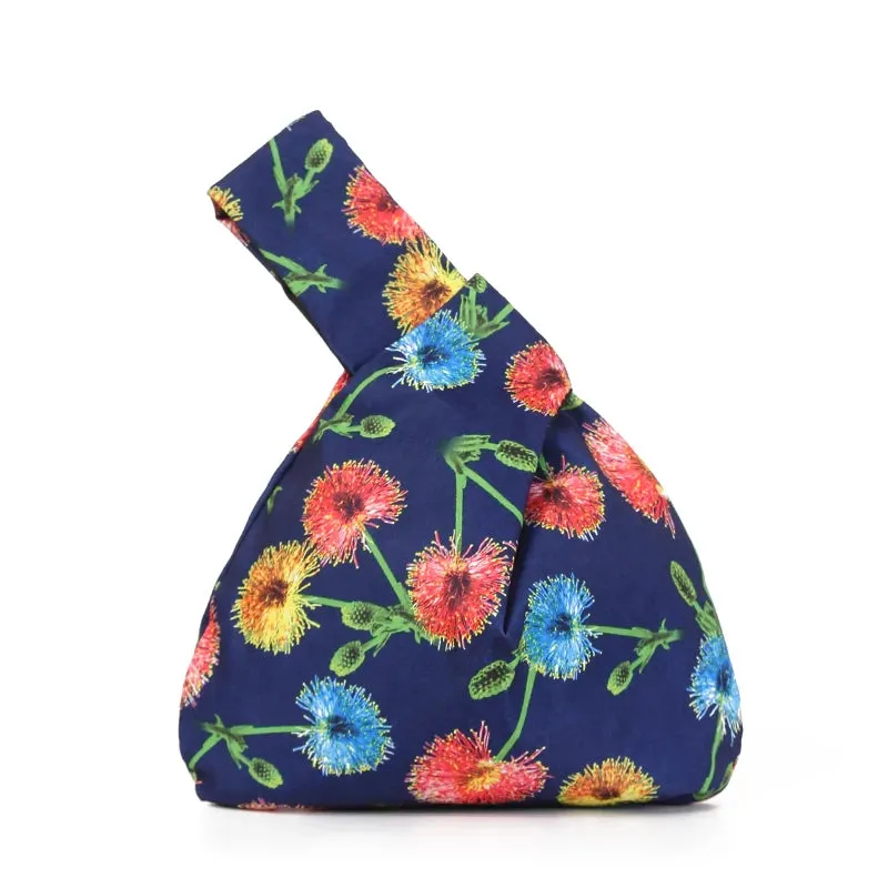 Japanese Inspired Knotted Linen/Canvas Wristlet