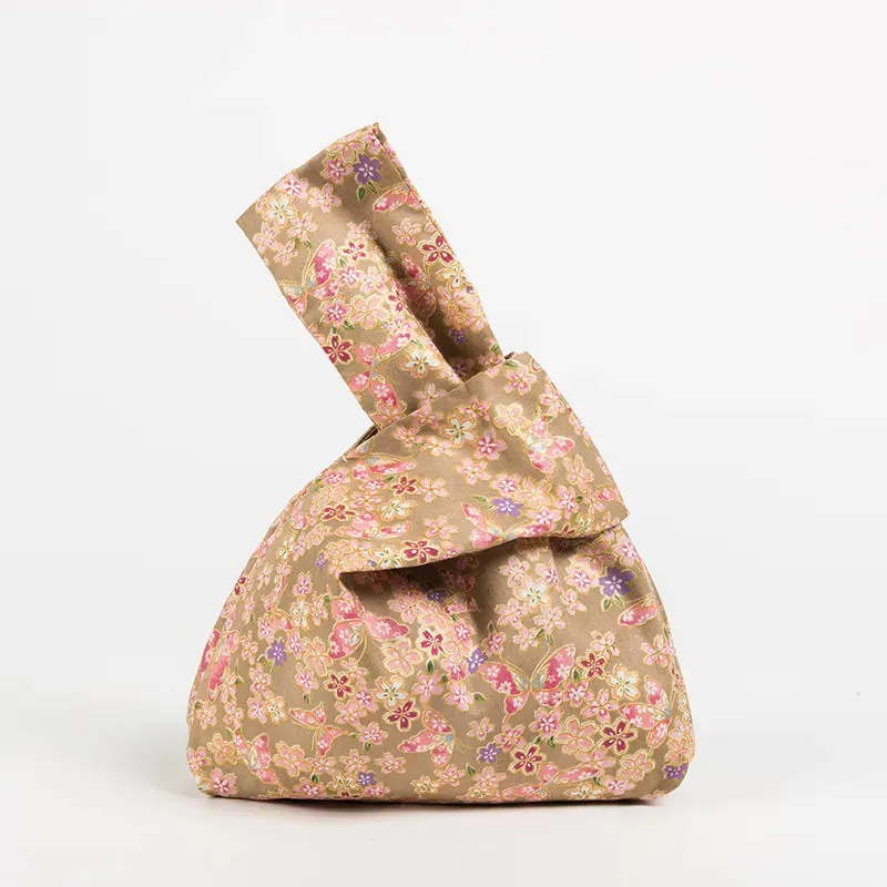 Japanese Inspired Knotted Linen/Canvas Wristlet