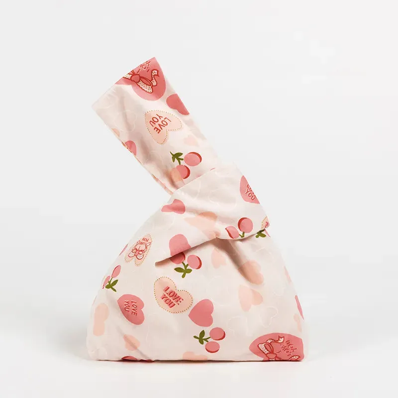 Japanese Inspired Knotted Linen/Canvas Wristlet