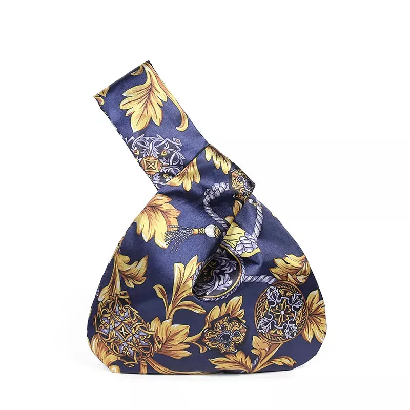 Japanese Inspired Knotted Linen/Canvas Wristlet