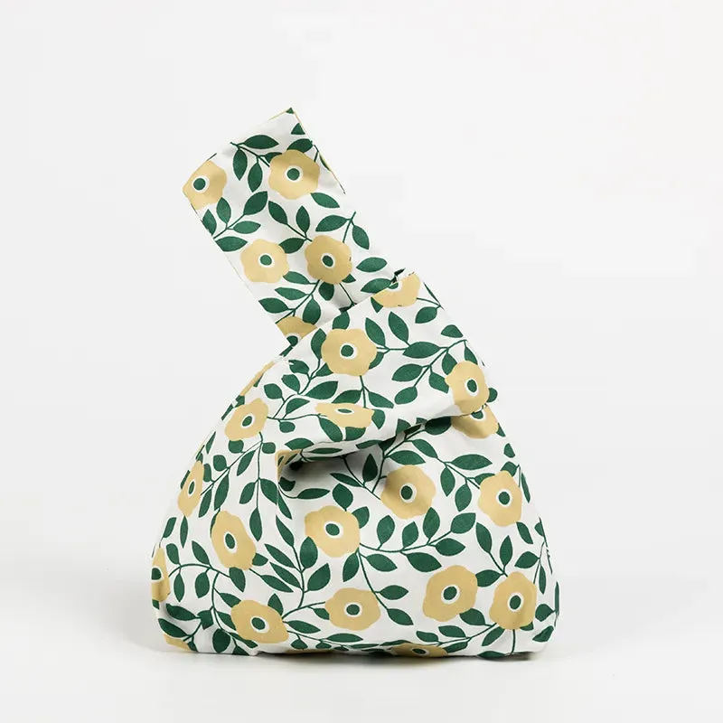Japanese Inspired Knotted Linen/Canvas Wristlet